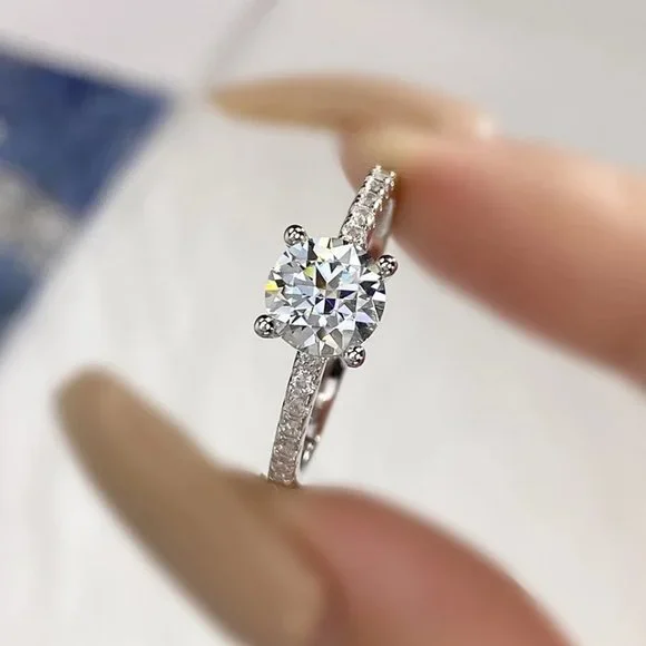 Stunning Petite GRA Certified 1.00Ctw Moissanite Diamond Ring - Picture 2 of 12